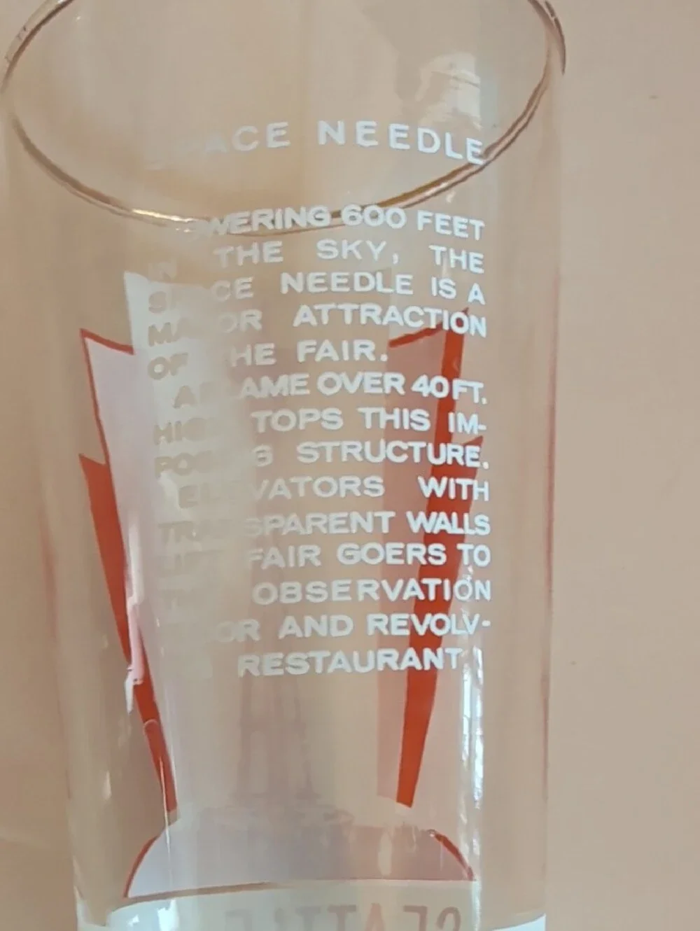 1962 Seattle World Fair Tower Red Graphic Pint Glass.